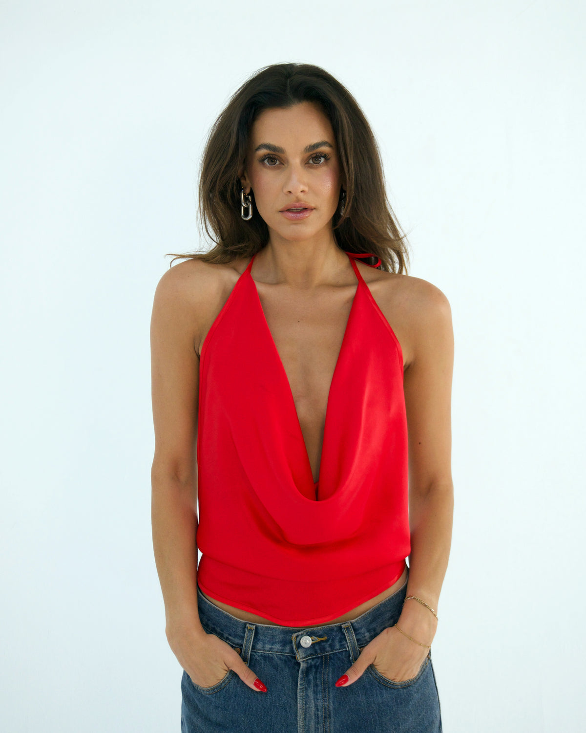 Carmen Top | Top rojo espalda abierta