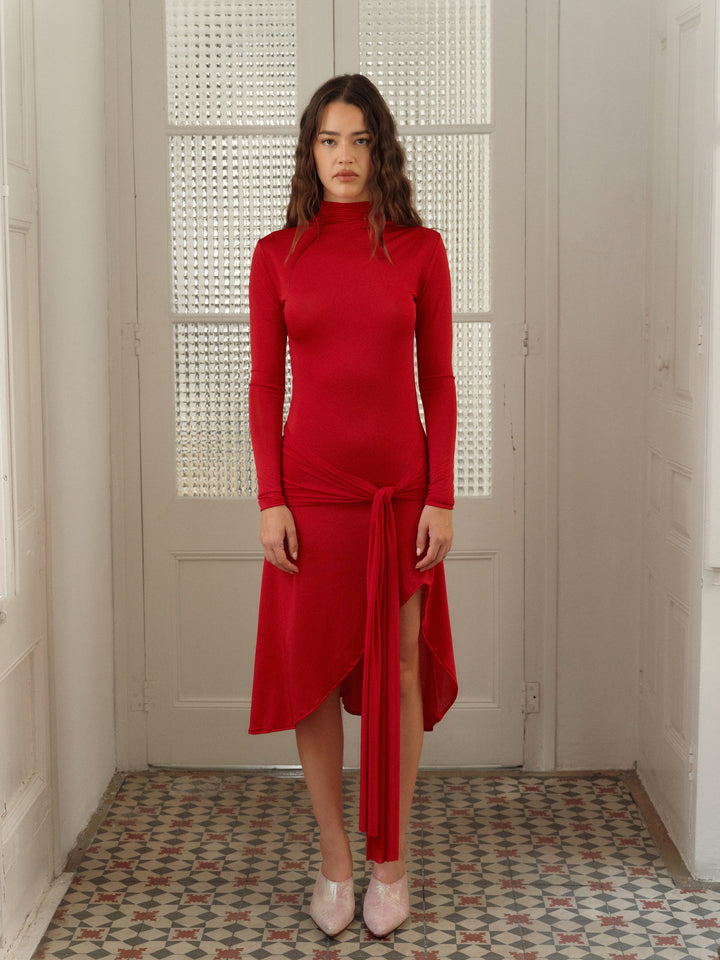 Vestido Carmela, rojo, UNE CONCEPT