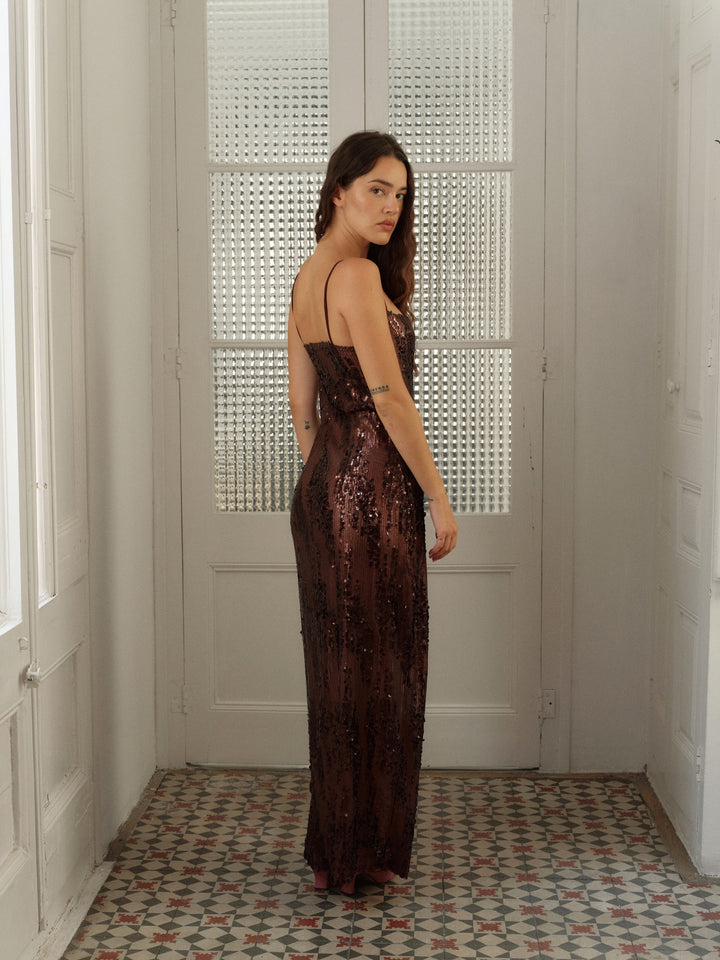 Vestido Greta, marrón, UNE CONCEPT